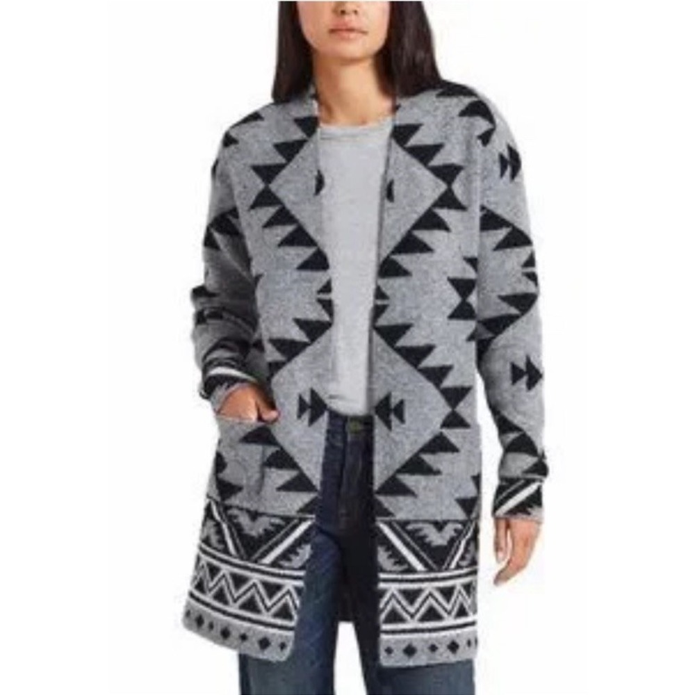 Frye Western Sweater Women's Size XL Gray Open Front Knit Cozy Comfy Cardigan